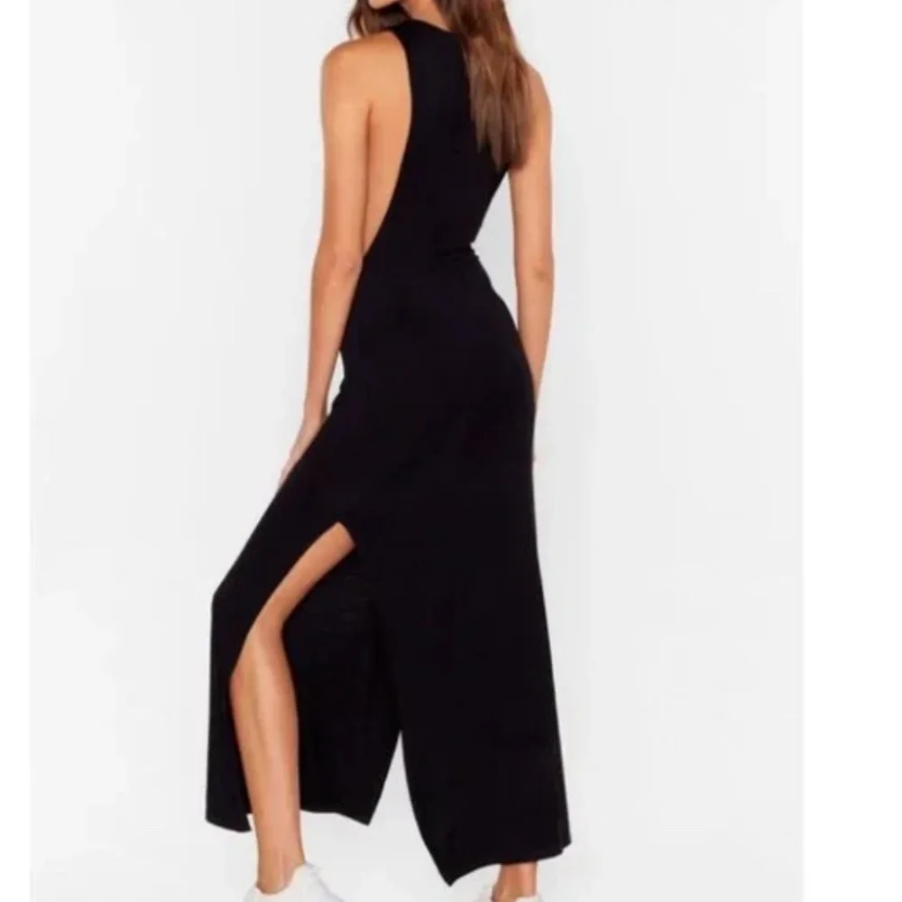 NWT Nasty Gal sexy Black maxi with side slits “my ride or side” midi dress Sz 6 - Picture 2 of 13